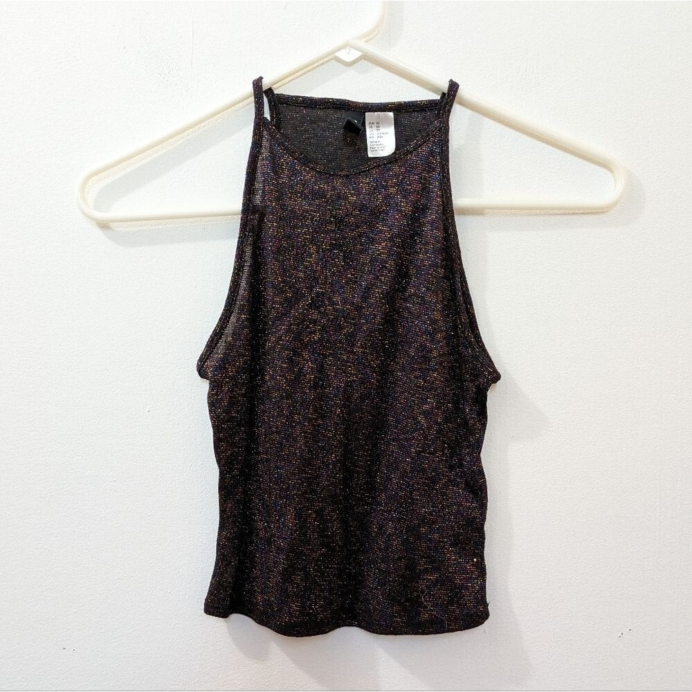 H&M Divided Metallic Glittery Cropped Tank Top, Women's Xtra Small
